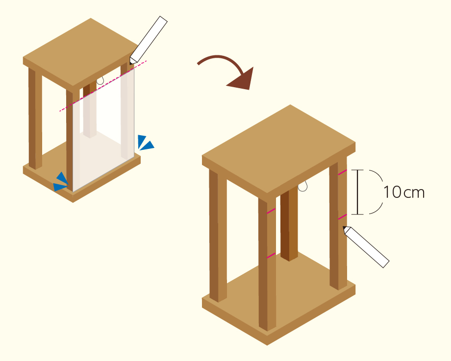 Mark the bonding positions to the back columns