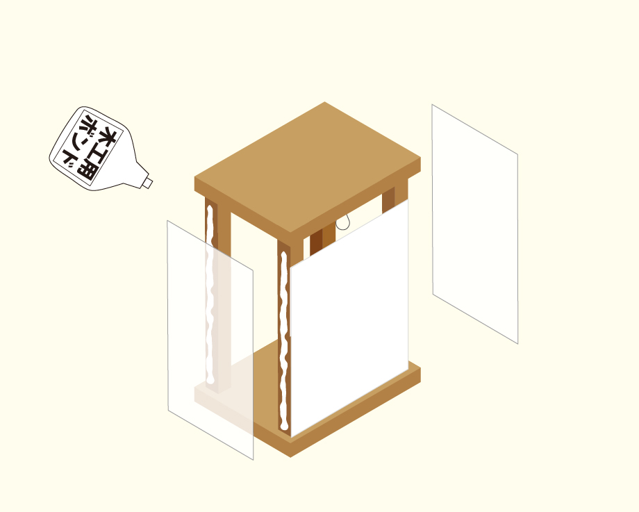 Bond the Japanese papers (Left and right side) to the columns